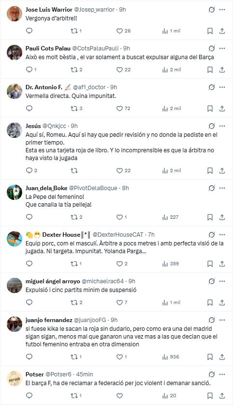 respostes afici&oacute; bar&ccedil;a a agressi&oacute; a Ona Batlle