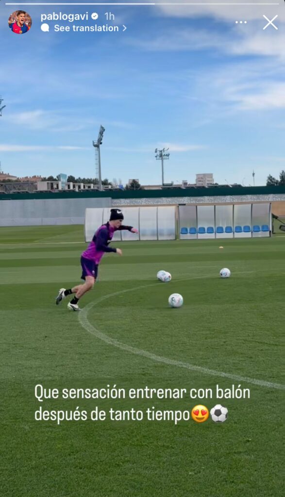 Gavi avança en la recuperació i comença a tocar pilota | FC Barcelona, Primera Divisió