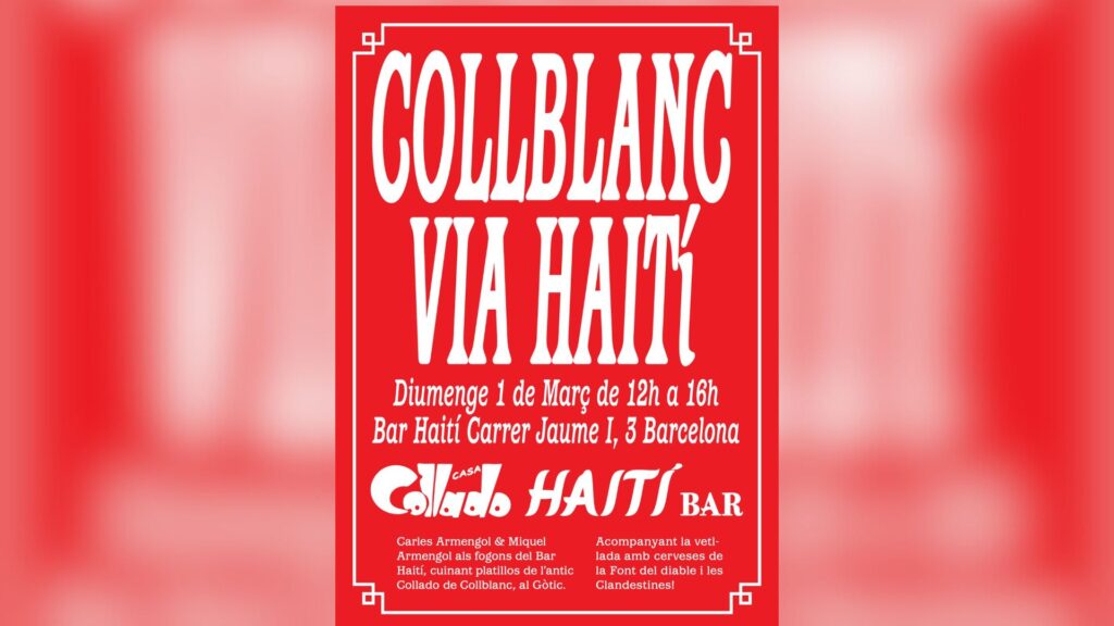 Cartell de l'esdeveniment del Bar Haití deixant els fogons a la família del Collado
