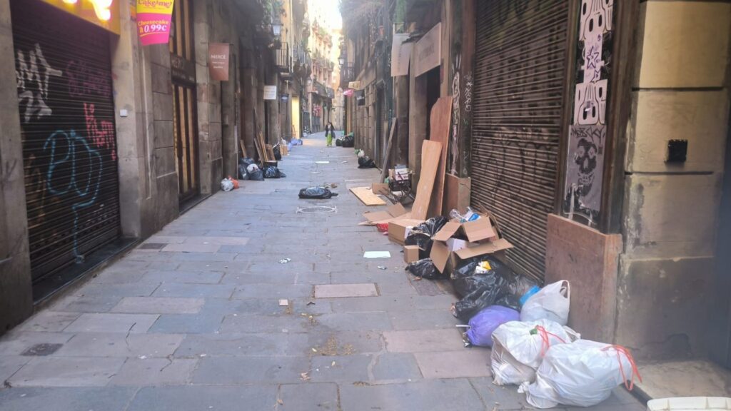 escombraries escampades pel vent a Ciutat Vella