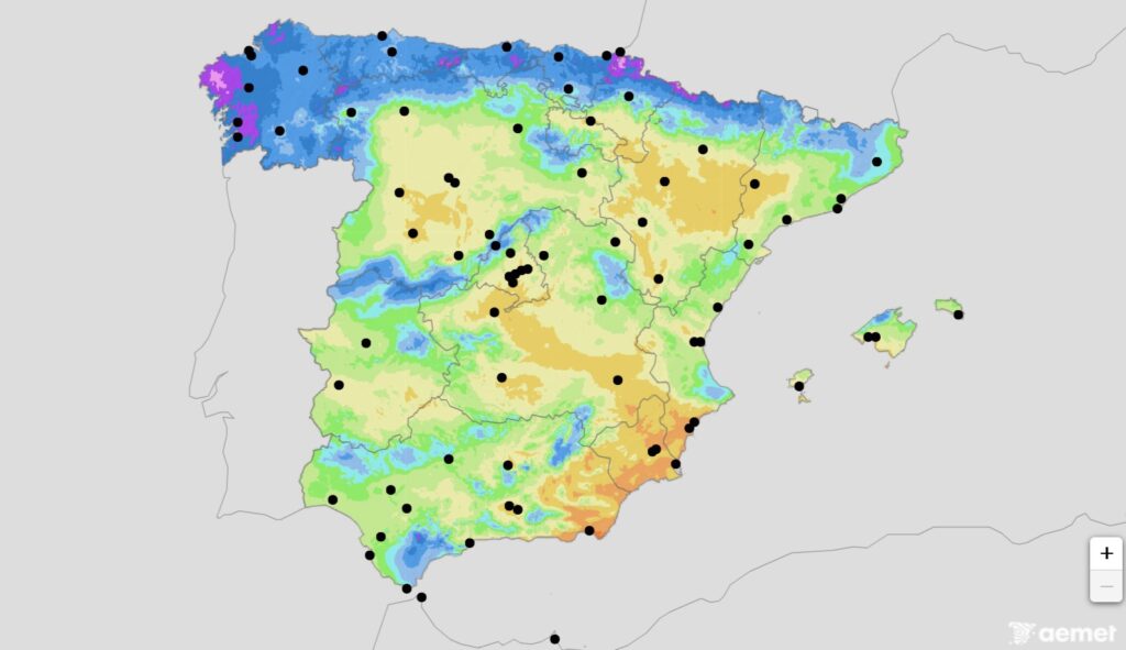 pluja anual Espanya mapa artles clim&agrave;tic