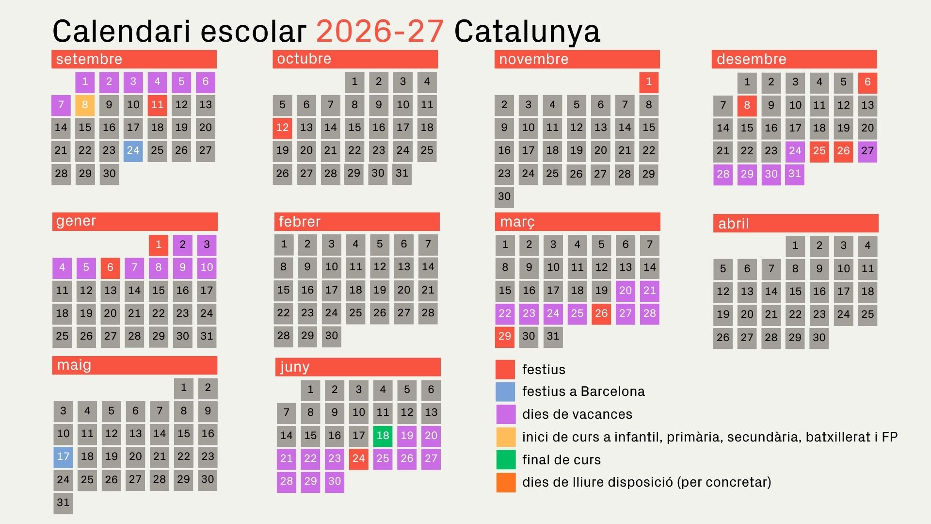 Calendari escolar 2026-27 Catalunya