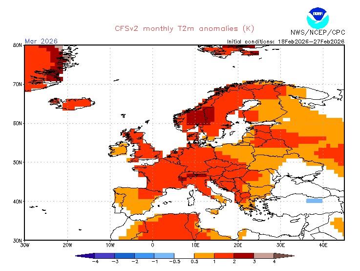 anomalia de temperatura prevista per al mar&ccedil; NOAA