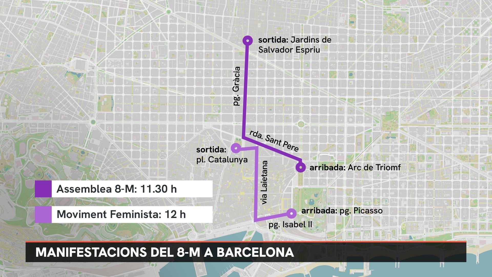 mapa recorregut 8M 2026 Barcelona