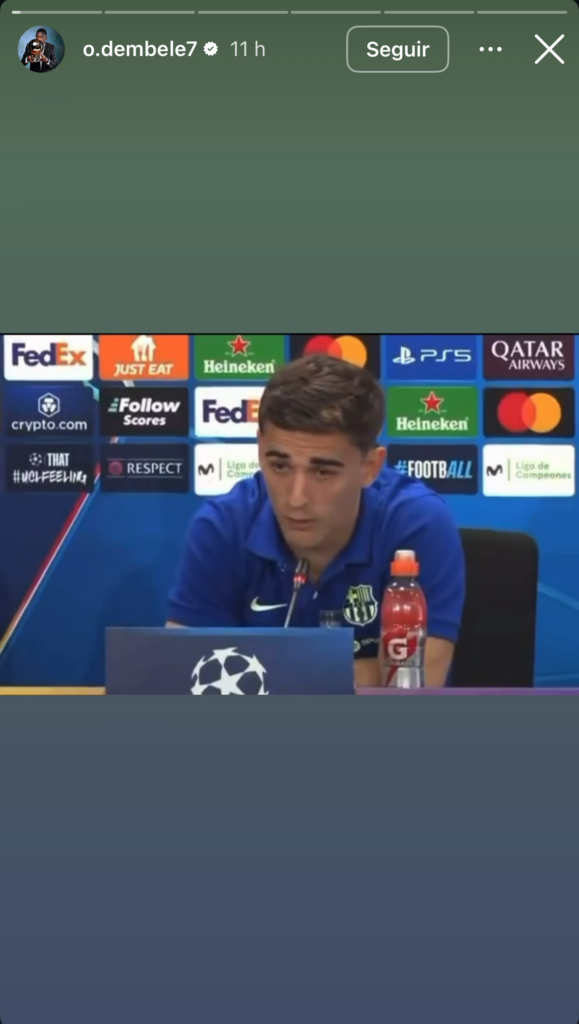 Dembélé es recorda de Gavi després de passar a la final de la Champions i aquest li respon | FC Barcelona