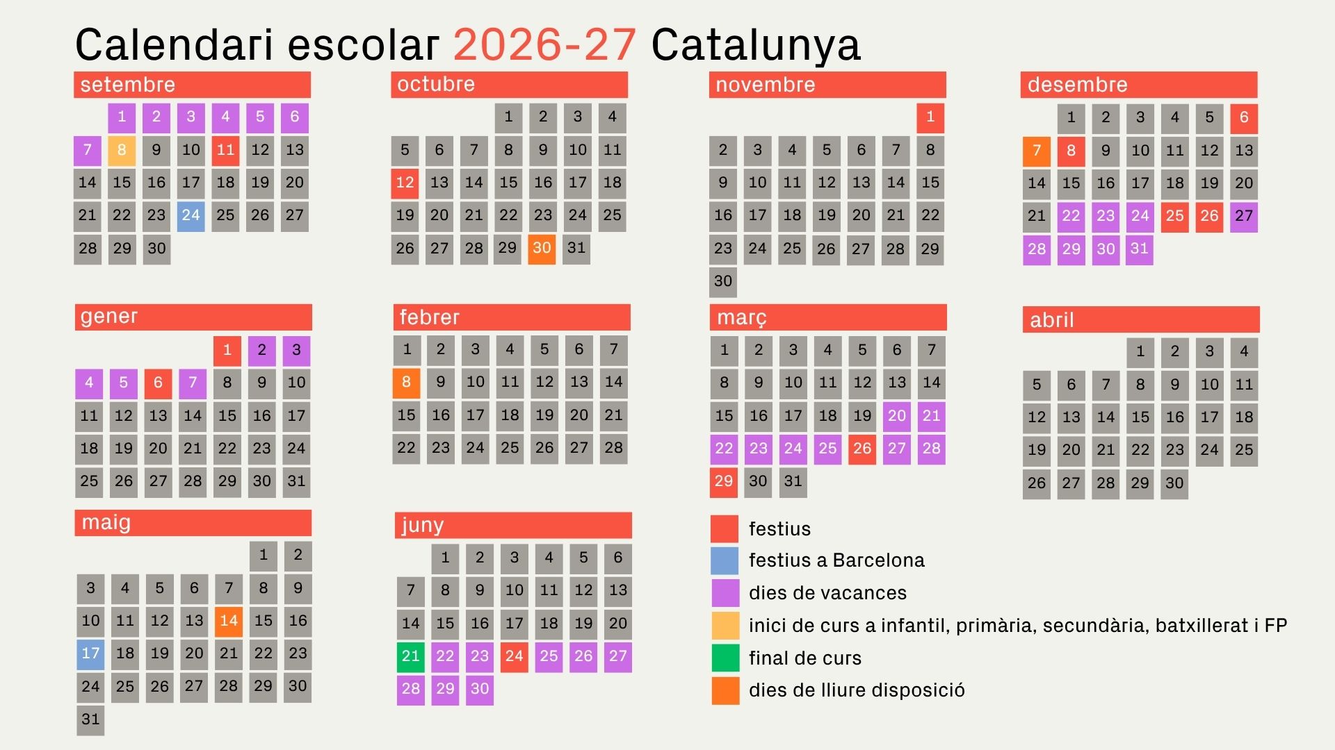 Calendari escolar 2026-27 Catalunya