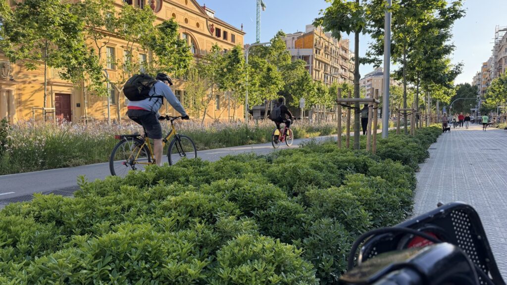 Revolució verda al carril bici de la Diagonal aquests dies de maig