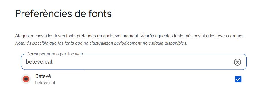 fonts preferides Google betev&eacute;
