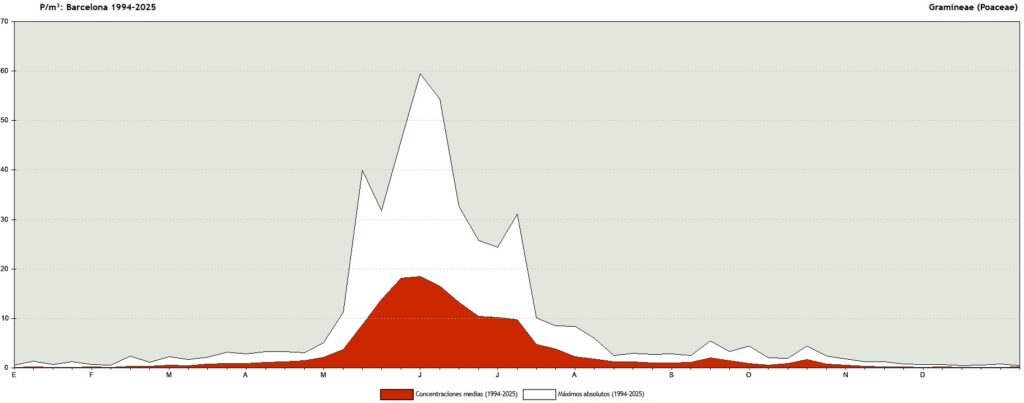 Previsió del pol·len a Barcelona: així evoluciona la temporada d'al·lèrgies cada setmana | contaminació atmosfèrica, plantes, salut pública, vent
