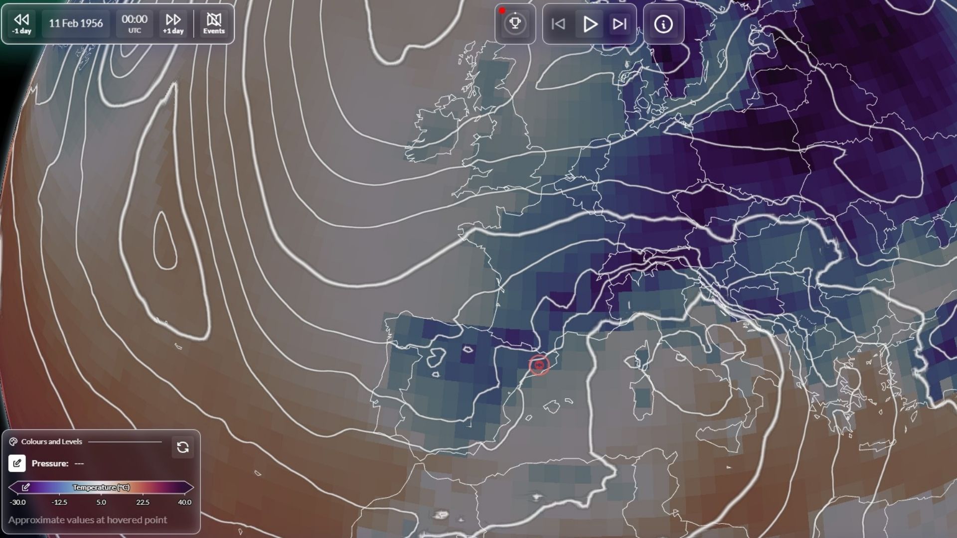 màquina temps weather replay febrer 1956