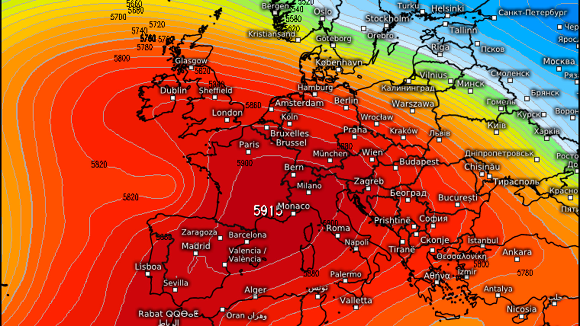 altura geopotencial europa ECMWF meeologix.com