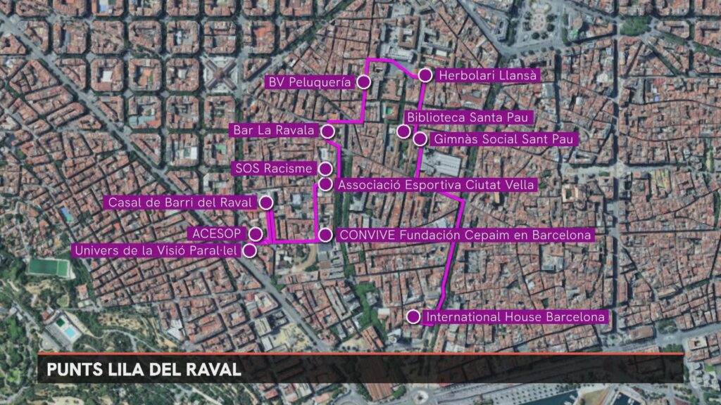 El Raval se suma al projecte Totes som punt lila amb 12 punts repartits pel barri | Barris, feminisme, violència masclista