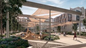 Els Jardins de Caterina Albert guanyaran espai d’ombra amb la col·locació de tendals tèxtils