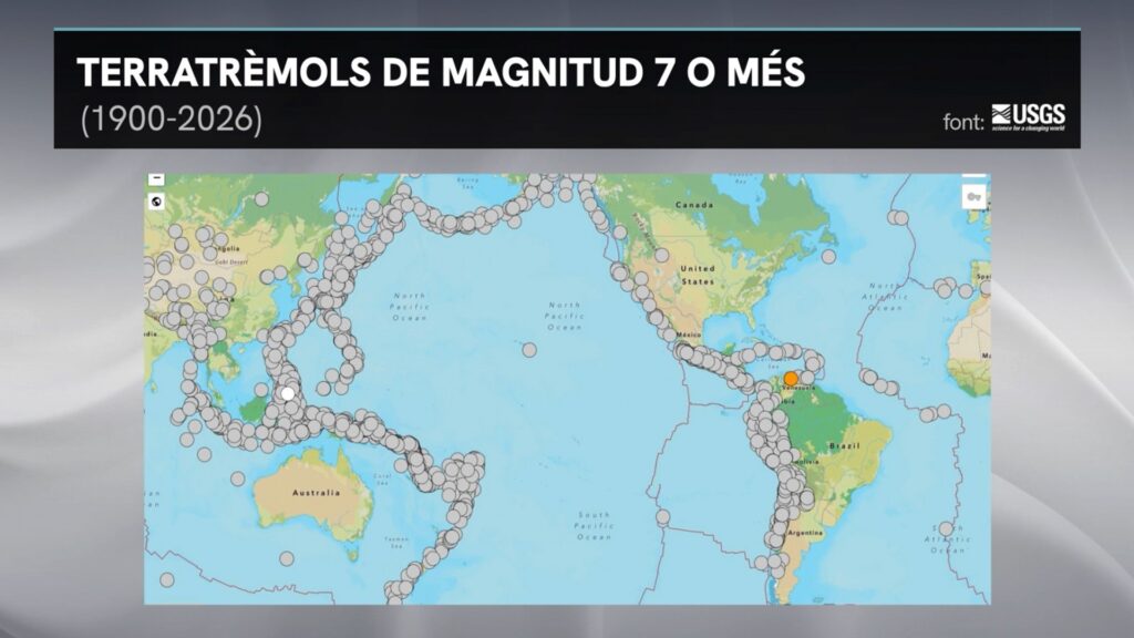 terratrèmols de magnitud 7 o més (1900-2026) font USGS picto web
