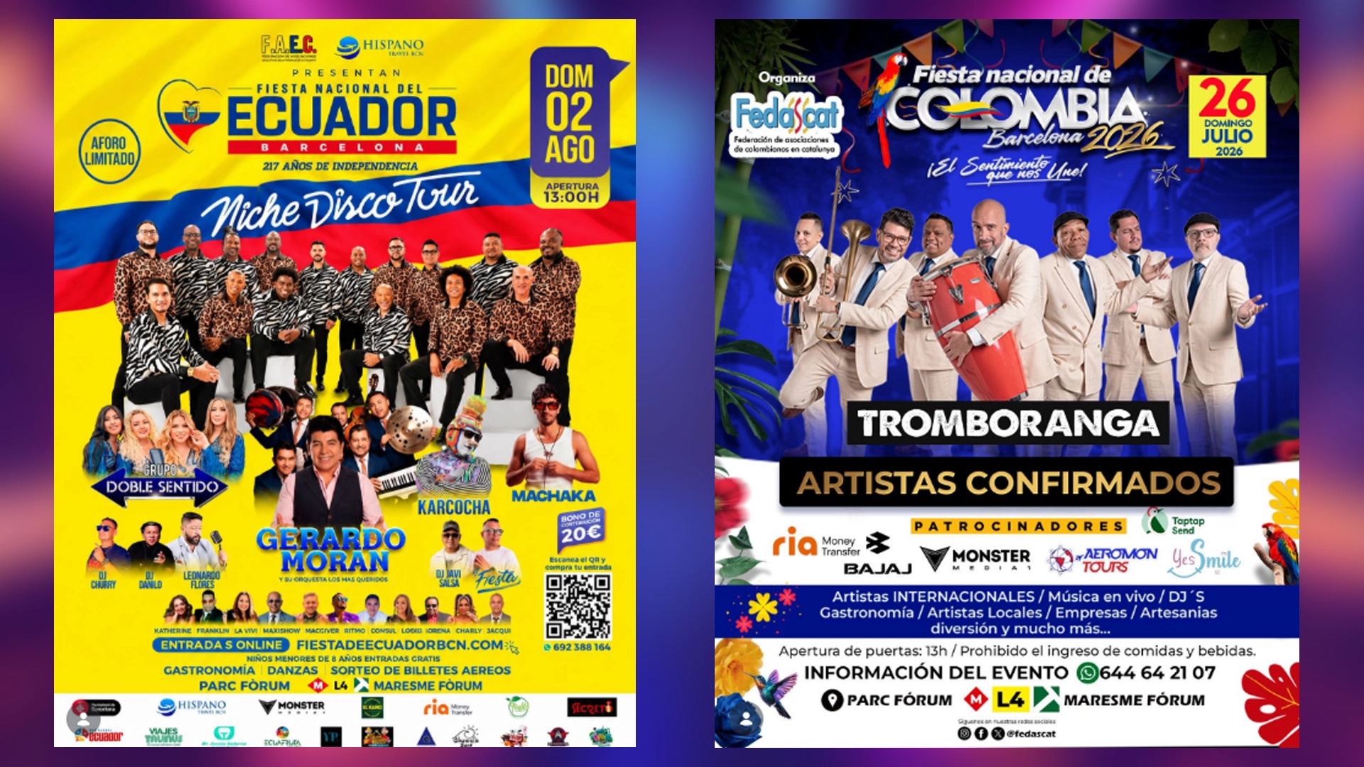 Festes nacionals de Colòmbia i Equador | música en viu, pòdcast, ràdio