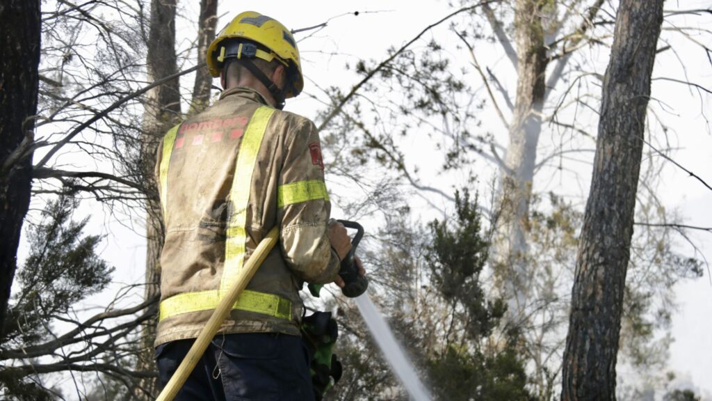 Bombers de la Generalitat durant un incendi forestal