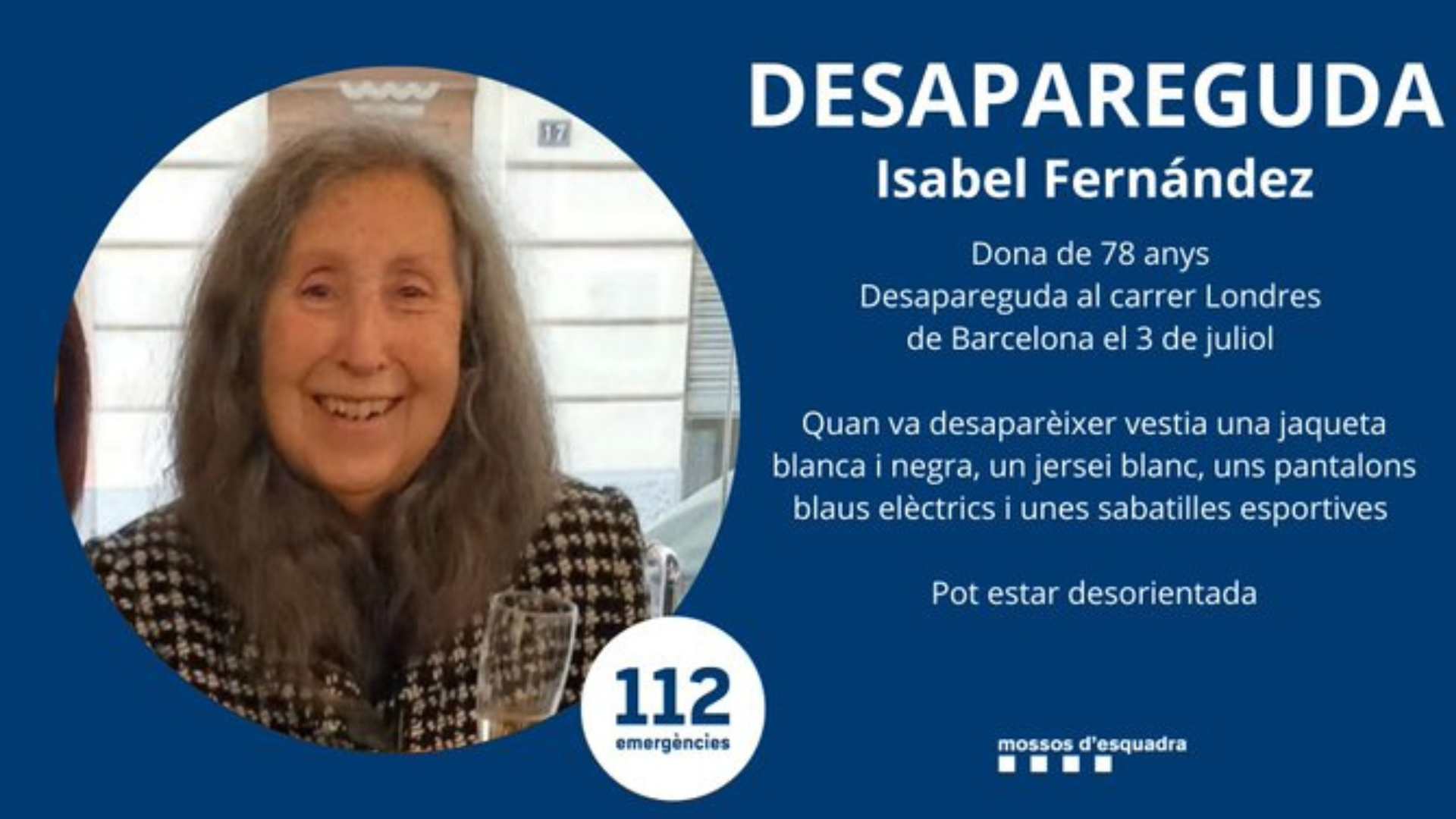 dona 78 anys desapareguda carrer Londres