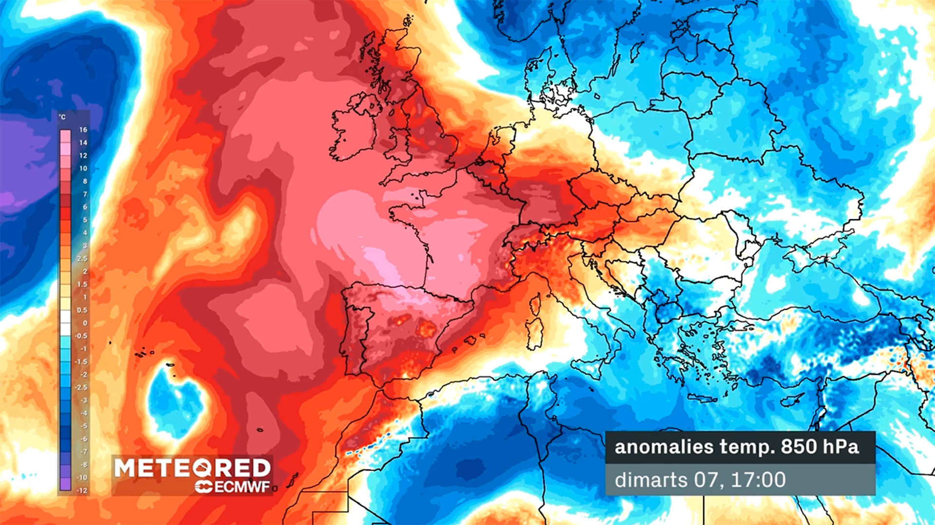 anomalia temperatura dimarts 7 juliol font Meteored