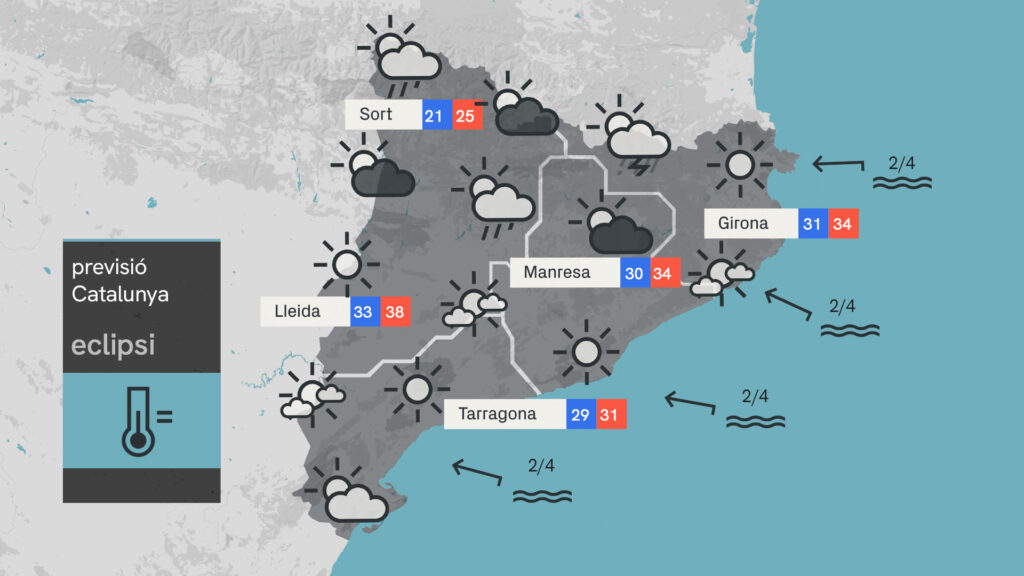 Quin temps farà durant l'eclipsi total de sol? Es podrà veure a Barcelona i Catalunya? | astronomia, Barcelona, eclipsi, previsió del temps