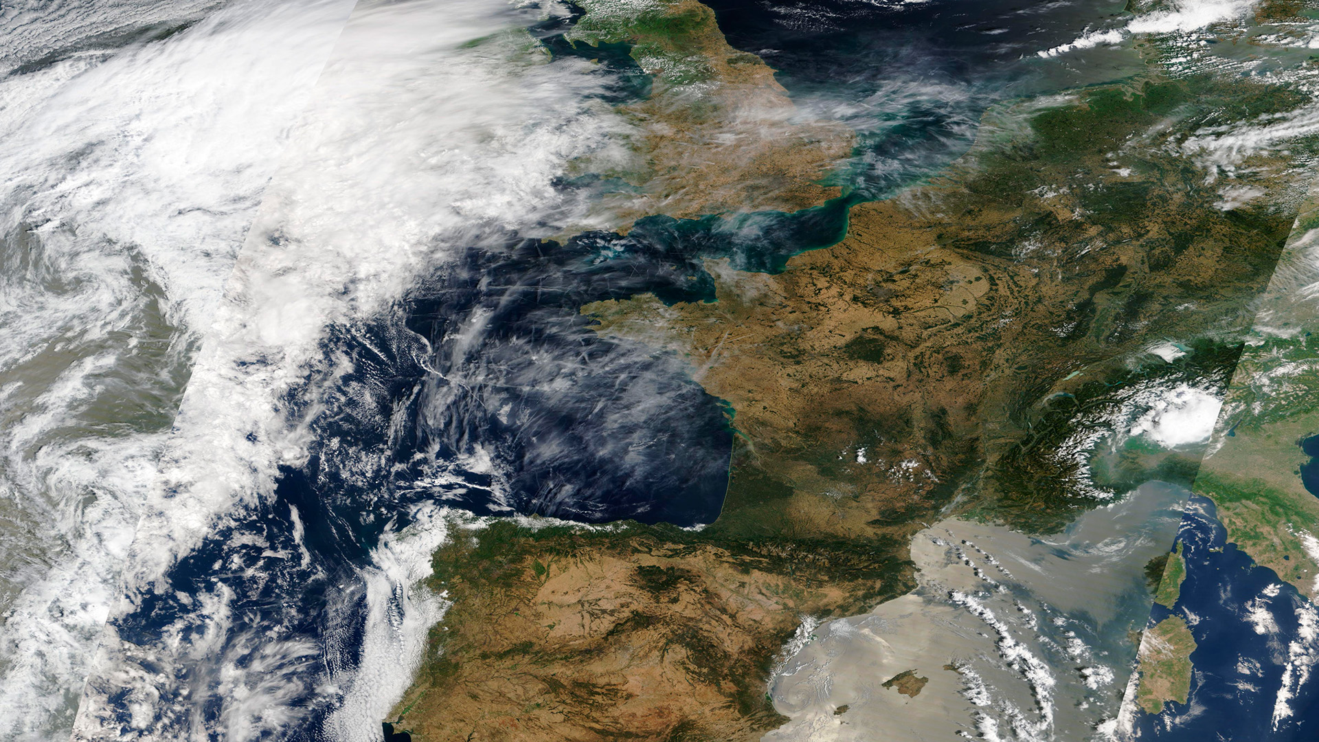 aspecte actual de l'oest d'europa des del Satèl·lit Terra de la Nasa